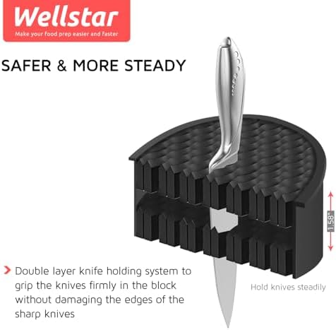 5.5” Steak Knife Block Holder without Knives - Kitchen Steak Knife Storage Block Stand only - Space Saver Large Volume Steak Knives Organizer, Detachable for Easy Cleaning - Black