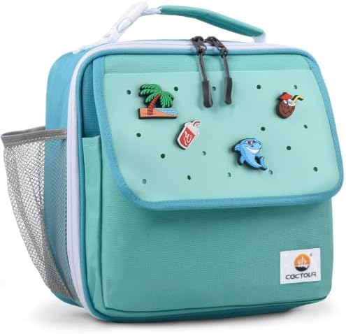 CaCTOUR Lunch Box Kids,Fun Color Lunch Box for Boys,Large Soft Cooler Lunch Bag for Kids,Back to School Thermal Insulated Lunch Tote Bag for School Daycare Outdoor (Teal)