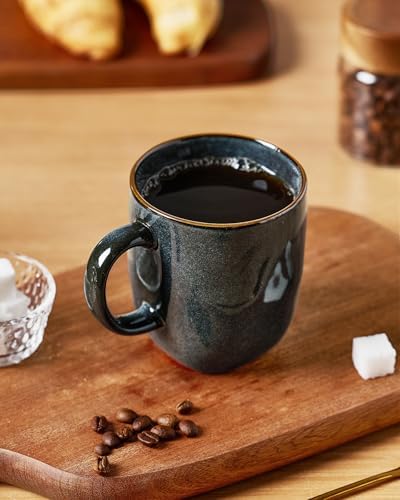 famiware Coffee Mugs Set of 8, Ocean Square 13oz Coffee Cup Set with Handle