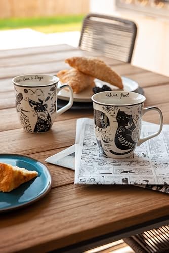 Karma Gifts 14 oz Black and White Boho Mug Raven - Cute Coffee and Tea Mug - Ceramic Coffee Mugs for Women and Men