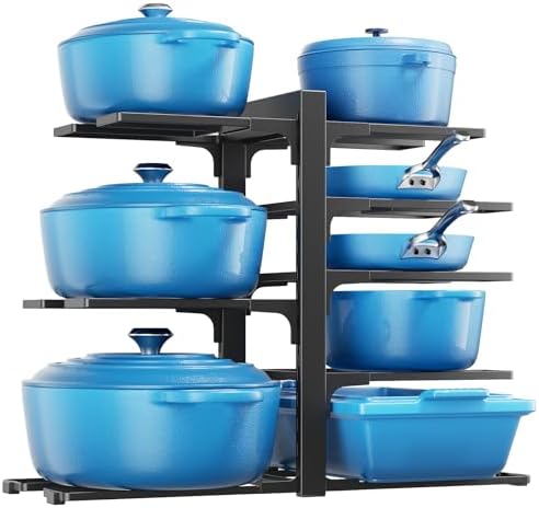 LAMU 8-Tier Heavy Duty Pots and Pans Organizer under Cabinet, 15.8" H