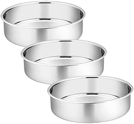 P&P CHEF 6 Inch Round Cake Pan Set of 3, Stainless Steel Baking Cake Pans