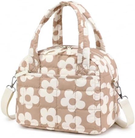 BTOOP Lunch Box for Women, Quilted Insulated Lunch Bag with Shoulder Strap