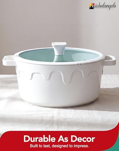 MICHELANGELO 8 Quart Stock Pot with Lid, Titanium Ceramic Nonstick Soup Pot