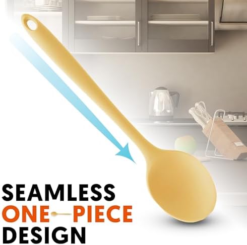 Multi Platinum Silicone Cooking Spoon for Baking, Scraping & Mixing, 100% Food Grade Colorful Silicone Kitchen & Serving Utensils, Heat Resistant, Non-Stick Cookware - 11.4 inch Butter Yellow