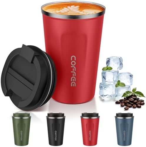MOMSIV 12oz Travel Coffee Mug, Insulated Coffee Cup with Leakproof Lid