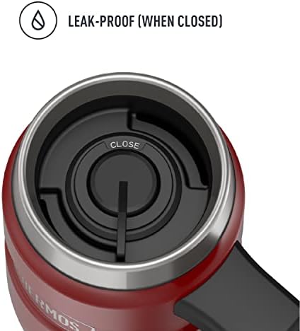THERMOS Stainless King Vacuum-Insulated Travel Mug with Handle - 16oz, Rustic Red, Thermos Tumbler for Hot/Cold Drinks, Leak-Proof & Sweat-Proof Stainless Steel Coffee Mug with Lid (Pack of 4)