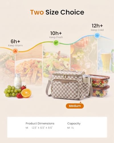 LOVEVOOK Corduroy Lunch Box for Women Wide Opening Cute Insulated Lunch Box