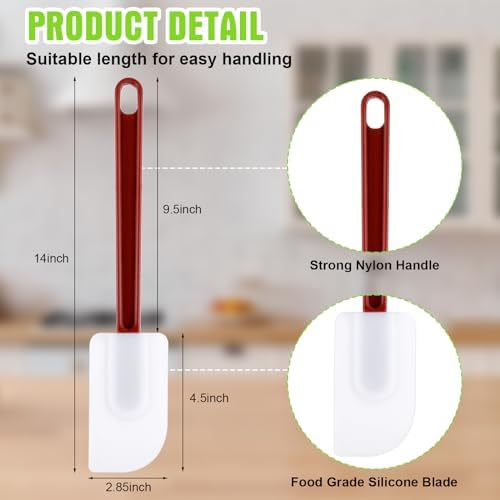 Meekoo 5 Pcs 14 Inch Rubber Spatula High Heat Resistant Silicone Spatula