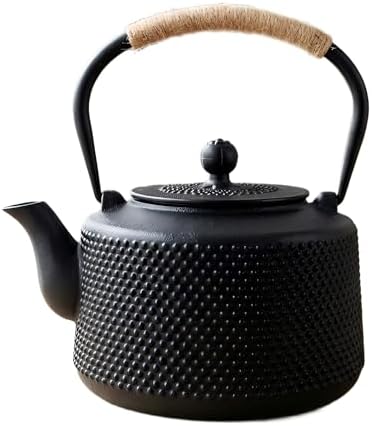 54oz Hobnail Cast Iron Teapot for Stovetop, Tea Kettle with Infuser for Loose Leaf, Tea Pot Suitable for Gas, Wood, Induction Stoves, Ideal for 3-5 People, Enhances Tea Flavor & Heat Retention