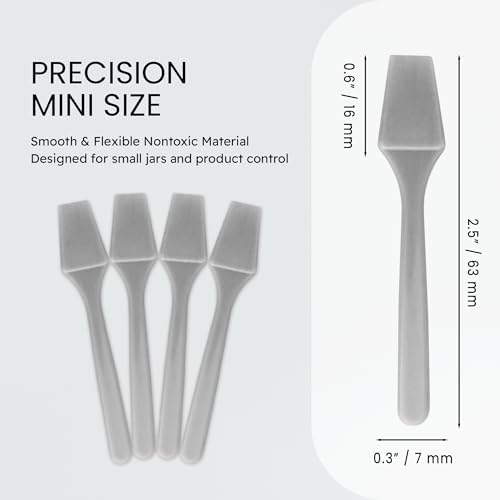 PANA 100pcs Brand Cosmetic Make Up Disposable Plastic 2.5" Spatulas Skin Care Facial Cream Mask Spatula (100 Pieces in a Container) (GRAY)
