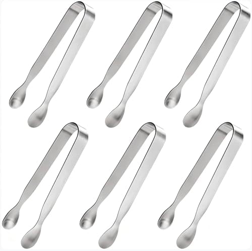 6PCS Ice Tongs Mini Sugar Tongs, Stainless Steel Tiny Kitchen Tongs