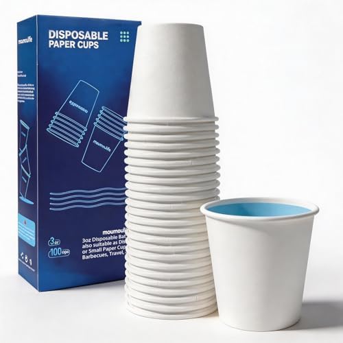 MOUMOULIFE Disposable Paper Coffee Cups 3 oz 100 Count, Bathroom Mouthwash Cups, Leak-Proof Small Paper Cups for Bathroom & Espresso