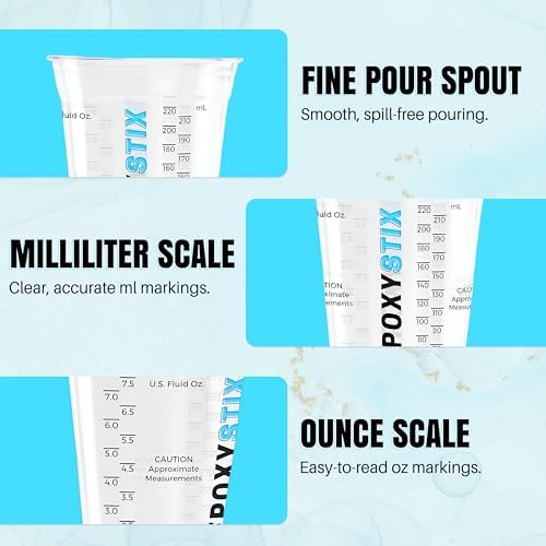 [Pack of 50] 10oz Disposable Graduated Measuring Cups for Mixing - Measurements in mL and Oz - Multipurpose Reusable Cups for Paint, Epoxy Resin, Stain, Liquid Mixing Cups