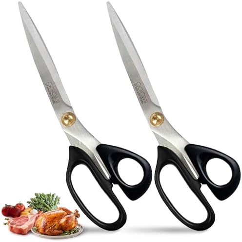 3T Stainless Blade Kitchen Scissors - 10.23in x 2Pack | Korean Barbecue Kalbi Rib Chicken Meat Cutting | Sharp Heavy Duty Multipurpose Kitchen Shears for Cutting Dishwasher Safe (GG130, Black)