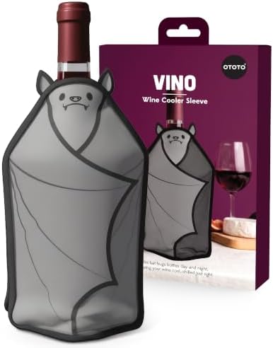 OTOTO Vino Wine Cooler Sleeve - Bat Cooler Sleeve for Wine Bottles & Glass Bottles, Reusable Bottle Cooler Sleeve, Halloween Spooky Gifts, Gothic Gifts, Unique Kitchen Gadgets