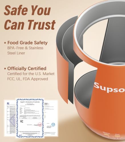 Supsonic - 16oz Self Heating Coffee Mug, Smart Heated Coffee Mug Faster Direct-Contact Heating Up to 149°F, Coffee Mug Warmer Set with Auto Shut-Off - Gifts for Men Women | S2