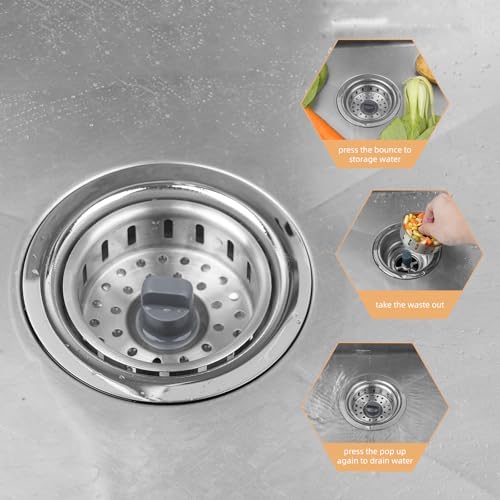 Kitchen Sink Drain Strainer Compatible with Moen, 3-1/2 Inch, Stainless