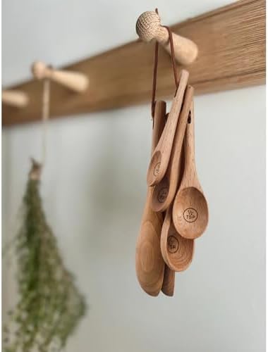 6pcs Measuring Spoons, Natural Beechwood, Gift Set