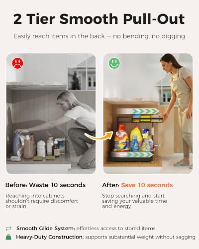 Sevenblue 2-Pack 2-Tier Height Adjustable Under Sink Organizer & Storage