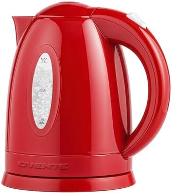 OVENTE 1.7L Electric Tea Kettle, 1100W BPA-Free Water Boiler, Red KP72R