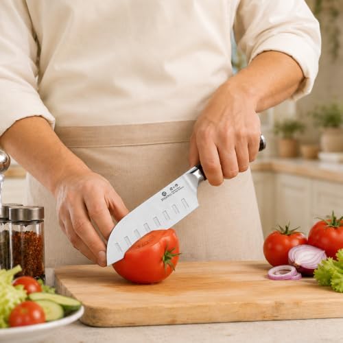 imarku Santoku Knife 5 Inch, Ultra Sharp Chef Knife with Pakkawood Handle