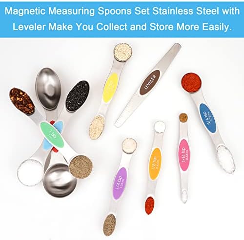 Aovchei 9 PCS MultiColor Magnetic Measuring Spoons Set