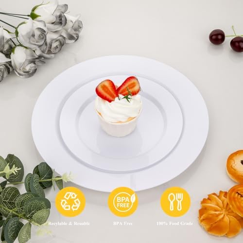 Goodluck 200PCS White Plastic Plates, Heavy Duty Disposable Plates