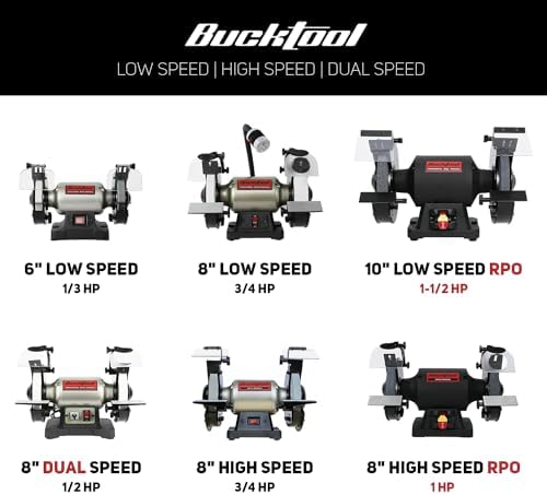 BUCKTOOL 8" 3/4HP Low Speed Bench Grinder fit CBN Wheel,Wobble Free Wheels