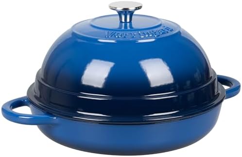 VORRINGARD Cast Iron Enameled Dutch Oven Pot with Lid for Bread Baking, Bread Oven, 6 Quart, Blue