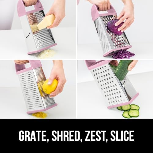 GORILLA GRIP® XL 4-Sided Stainless Steel BPA-Free Cheese Grater, Pink
