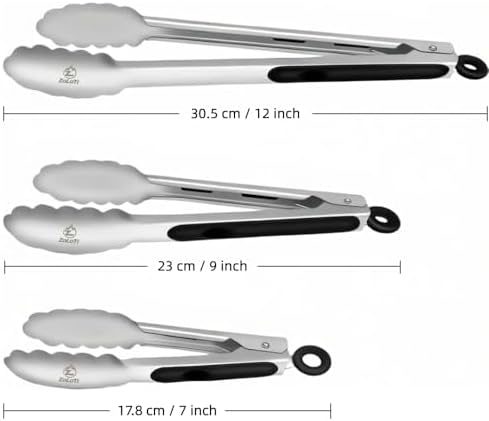 Kitchen Tongs Set, 3 PCS, 12, 9 & 7 Inch