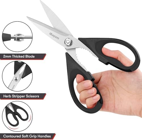 Small Kitchen Scissors 8-inch, iBayam 2 Pack Kitchen Shears All Purpose