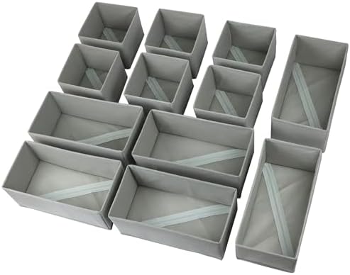 Fordonral Drawer Organizer Clothes, Foldable Fabric Dresser Organizer Closet Organizers and Storage Box for Underwear,Folded Clothes,Baby Clothing,Socks,Bra,Towels,Ties(6M+6S,Gray)