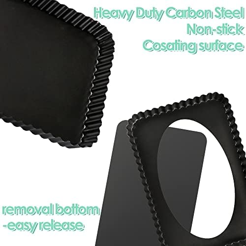 Rectangular Pie Pan Nonstick Tart Pan With Removable Bottom Heavy Duty Carbon Steel Fluted Quiche Pan Tart Mold for Baking Mousse Cakes Dessert,12.2 x 1.2-Inch