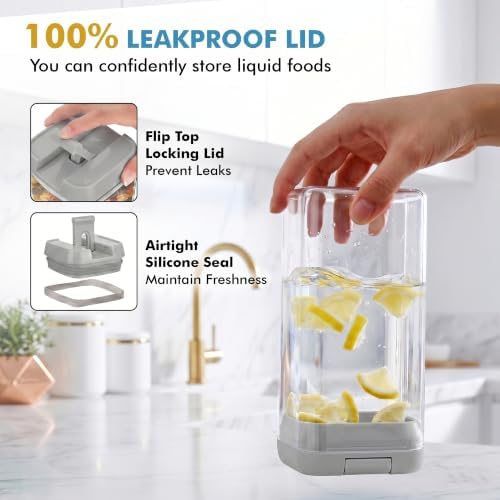 Shazo 6 PC 1.2L Airtight Food Storage Containers with Lids BPA Free Plastic