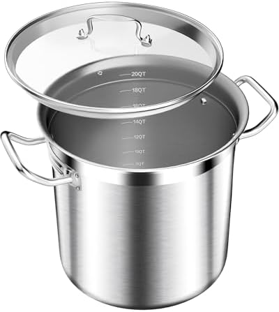 STOCKPOT Stock Pot 20 Quart - Commercial Grade Soup Pot With Lid - Nickel Free Stainless Steel - Polished Stockpots - Heavy Duty Induction Pots