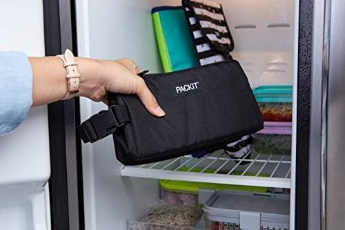 PackIt Freezable Snack Box, Black, Built with EcoFreeze Technology, Collapsible, Reusable, Zip Closure with Buckle Handle, Designed For Work Snacks, Fresh Snacks On the Go, Adults, and All Ages