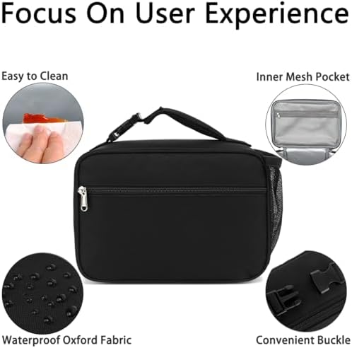GYEUKHAM Insulated Lunch Box for School, Thermal Reusable Durable Freezable Lunch Bags for Kids Boys Girls Men Women - Small Soft Cooler Portable Lunch Tote Kit for Work Picnic Travel,Black