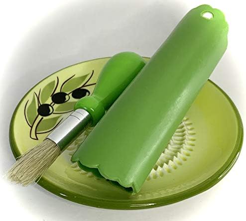 BonCera, Premium Ceramic Garlic Grater Plate Set - Yellow Olive