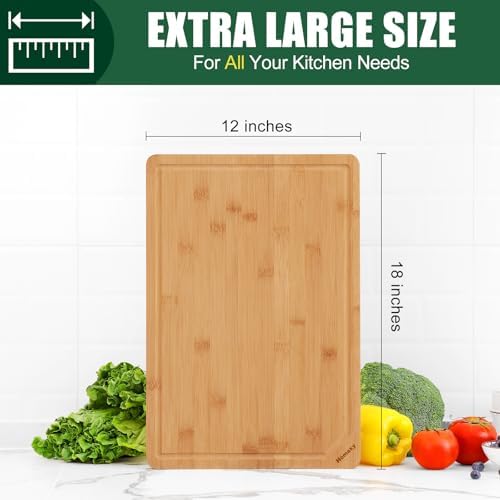 Homaxy Extra Large Organic Bamboo Cutting Boards for Kitchen, 17.5"x12"