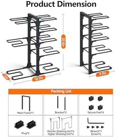 MUDEELA 8-Tier Heavy-duty pan organizers inside cabinet, 20.8" H Black