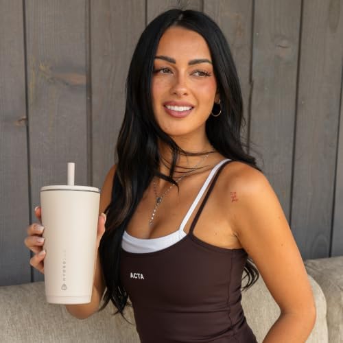 HydroJug Everyday Tumbler 20 oz, Ceramic-Lined Straw Cup, Dune