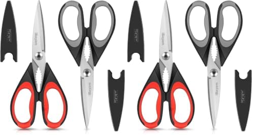 iBayam Kitchen Scissors Shears All Purpose Heavy Duty, Protective Sheath (Pack of 2)