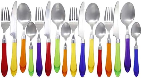 Gypsy Color Rainbow Mix & Match Stainless Steel Flatware Collection, Set of 16