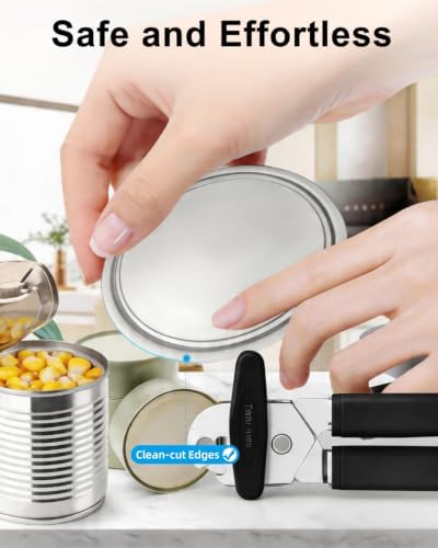 Can Opener Manual, Reinforced Blade, Effortless Knob, Non-Stick (Black)