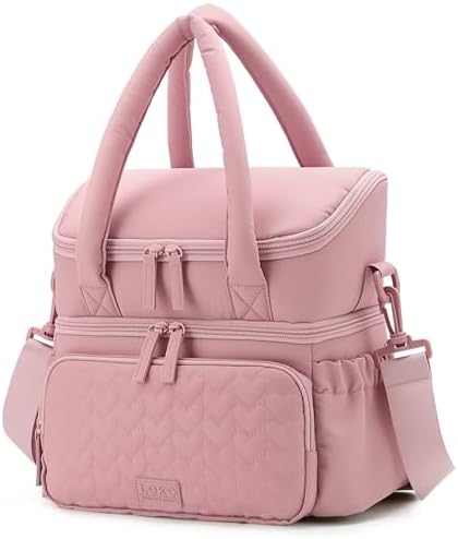 Double Deck Lunch Bag for Women, Pink-M