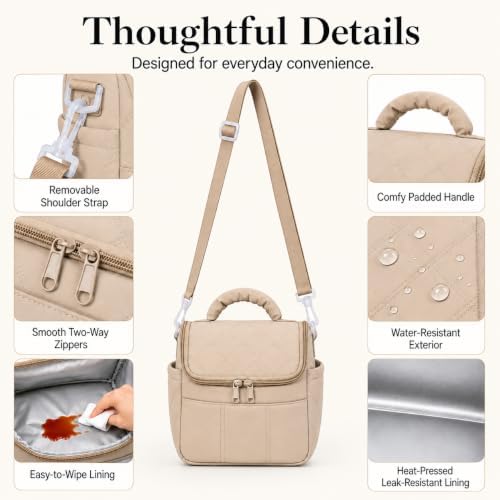 Lunch Bag for Women Small Insulated Lunch Box Quilted Puffer Lunch Tote