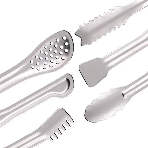 HINMAY Small Serving Tongs Set 6" Stainless Steel Mini Tongs, Set of 6