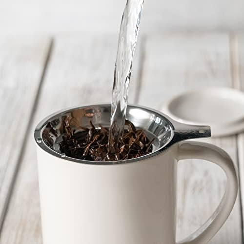 CEEFU 16oz Porcelain Tea Mug with Infuser, Lid and Coaster